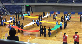 総合開会式全体練習会での選手団激励の様子
